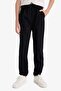 Boy's Black Jogger Gabardine Trousers with Lace-Up Elastic Waist and Leg Pockets A9395A824Wn - 4