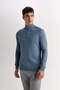 Blue Knitwear Sweater - Standard Fit, Half Fisherman Half Zip D0624Ax24Au - 4