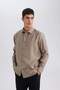 قميص مريح ذو ياقة بولو Twill Modal Blended أساسي سادة بأكمام طويلة D3376ax24au - 3