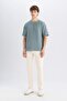 Boxy Fit Crew Neck Short Sleeve Basic Solid T-Shirt 3155104 - 2