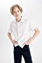 Regular Fit Textured Short Sleeve White Shirt for Boys B0776A824Au - 3