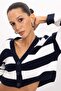 Regular Fit V-Neck Striped Button Knitwear Cardigan Z8539Az24Au