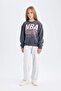 Girl's Nba Wordmark Oversize Wide Fit Crew Neck Sweatshirt C9508A824Au - 2