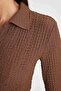 Slim Fit Polo Collar Wrinkled Long Sleeve T-Shirt - 6