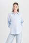 Oversize Wide Fit Striped Oxford Long Sleeve Shirt D4015Ax24Au - 3