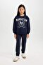 Girl's Woven Label Pocketed Jogger Sweatpants with Elastic Waistband D2294A824Wn