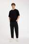 Comfort Regular Fit Relaxed Cut Crew Neck Heavy Fabric Short Sleeve Black T-Shirt C6140Ax24Au - 2