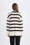 Regular Fit V-Neck Striped Button-Covered Tunic Knitwear Cardigan D2445Ax24Wn - 6