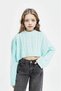 Girl's Crop Crew Neck Hair Braided Knitwear Sweater C6934A824Au