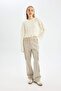 Regular Fit Crew Neck Hair Braided Sweater A8151Ax24Wn - 2