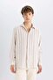 Relax Fit Striped Cotton Blend Long Sleeve Shirt D7140Ax24Au - 3