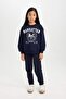 Girl's Woven Label Pocketed Jogger Sweatpants with Elastic Waistband D2294A824Wn - 2