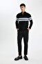 Standard Fit Normal Cut Mock Neck Zippered Striped Knitwear Sweater Y4193Az24Wn - 2