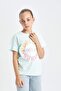 Girls' Crew Neck Printed Short-Sleeved T-Shirt D7818A824SM - 3