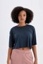 Crop Crew Neck Sportsman Modal Short Sleeve T-Shirt D2978Ax24Hs - 4