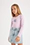 Crew Neck Printed Corded Fabric Ribbed Knit Long Sleeve School Sweatshirt Female Child C7464A824Au - 4