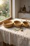 Set of Bamboo Serving Bowls 22-18-14 cm Natural Bamboo Snack Breakfast Sauce Bowl - 8