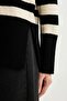 Oversized Wide Fit Crew Neck Slit Striped Knitwear Sweater C9054Ax24Wn - 7