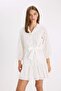 Shirt Collar Brode Long Sleeve Mini Dress D4399Ax24Hs - 2