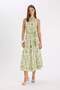 A-Line Halter Neck Patterned Crinkle Fabric with Belt Sleeveless Maxi Dress D3782Ax24Au