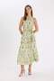 A-Line Halter Neck Patterned Crinkle Fabric with Belt Sleeveless Maxi Dress D3782Ax24Au - 2