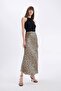 Straight Fit Regular Waist Leopard Print Satin Maxi Skirt D6886Axns - 7