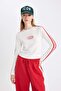 Fitted Bodycon Crew Neck Printed Rib Long Sleeve T-Shirt D4752Ax24Au - 5