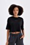 Fit Oversize Fit Crew Neck Printed Sports Modal Short Sleeve T-Shirt D1281Ax24Hs - 5