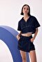Fashion Fit Polo Collar Short Sleeve Jean Blouse D3716Ax24Au - 2