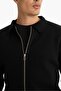 Standard Fit Polo Collar Basic Plain Zippered Knitwear Cardigan D3592Ax24Wn - 5