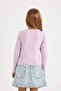 Crew Neck Printed Corded Fabric Ribbed Knit Long Sleeve School Sweatshirt Female Child C7464A824Au - 6