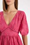 Embroidery Mini Short Sleeve Babydoll Dress - D4402Axpn184 - 4