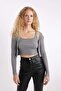 Regular Fit Crop Buttoned V-Neck Knitwear Cardigan A2076Ax24Au - 4