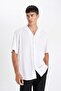Anti-Wrinkle White Relax Fit Comfortable Cut Polo Collar Crinkle Short Sleeve Shirt C4127Ax24Au - 4