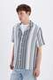 Regular Fit Apaş Collar Striped Short Sleeve Shirt D2060Ax24Hs - 8