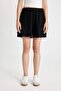 Regular Fit Normal Waist Short Leg Linen Blend Black Shorts D3989Ax24Hs