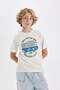 Crew Neck Printed Short Sleeve T-Shirt Boys D0441A824Sm