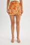 High Waist Patterned Wide Leg Viscose Shorts Skirt A8125Ax24Hs - 4