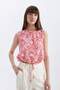 Fitted Patterned Round Neck Sleeveless Blouse D2969Ax24Sm - 3