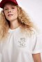 Oversize Fit Crew Neck Printed Short Sleeve T-Shirt D4175Ax24Sm - 6