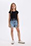 Crew Neck Cropped Short Sleeve T-Shirt Girl Child D5889A824Sp - 2