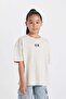Oversize Crew Neck Printed Short Sleeve T-Shirt Girls D0871A824Hs - 4