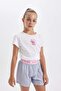 Girl's Printed Short Sleeve Shorts Pajama Set C8501A824Sm - 3