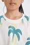 Crop Crew Neck Patterned Short Sleeve T-Shirt Girls D1288A824Hs - 3