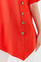 Women's Crew Neck Front Wooden Button Combed Cotton T-shirt Orange - 7