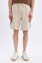 Regular Fit Cargo Pocket Basic Plain Bermuda Shorts D0476Ax24Sm - 4