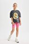 Oversize Wide Fit Crew Neck 3D Printed Short Sleeve T-Shirt Girl's C5464A824Sm - 4