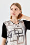 Women's Crew Neck Stoned Combed Cotton T-shirt Black - 3