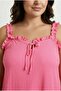 Plus Size Wide Collar Ruffle Strap Sleeve Tie Front Blouse 322689 - 5