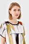 Women's Crew Neck Striped Low Sleeve Combed Cotton T-shirt Black - 6